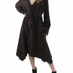 Lea + Viola Womens Floral Long Sleeves Wrap Dress