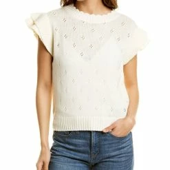 women Lea & Viola Pointelle Wool-Blend Sweater Top