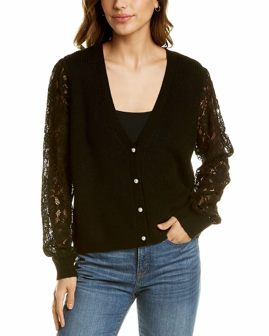 women Lea & Viola Lace Sleeve Wool-Blend Cardigan