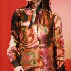 Marie Oliver women Wynter Tie-Neck Blouse in Malachite