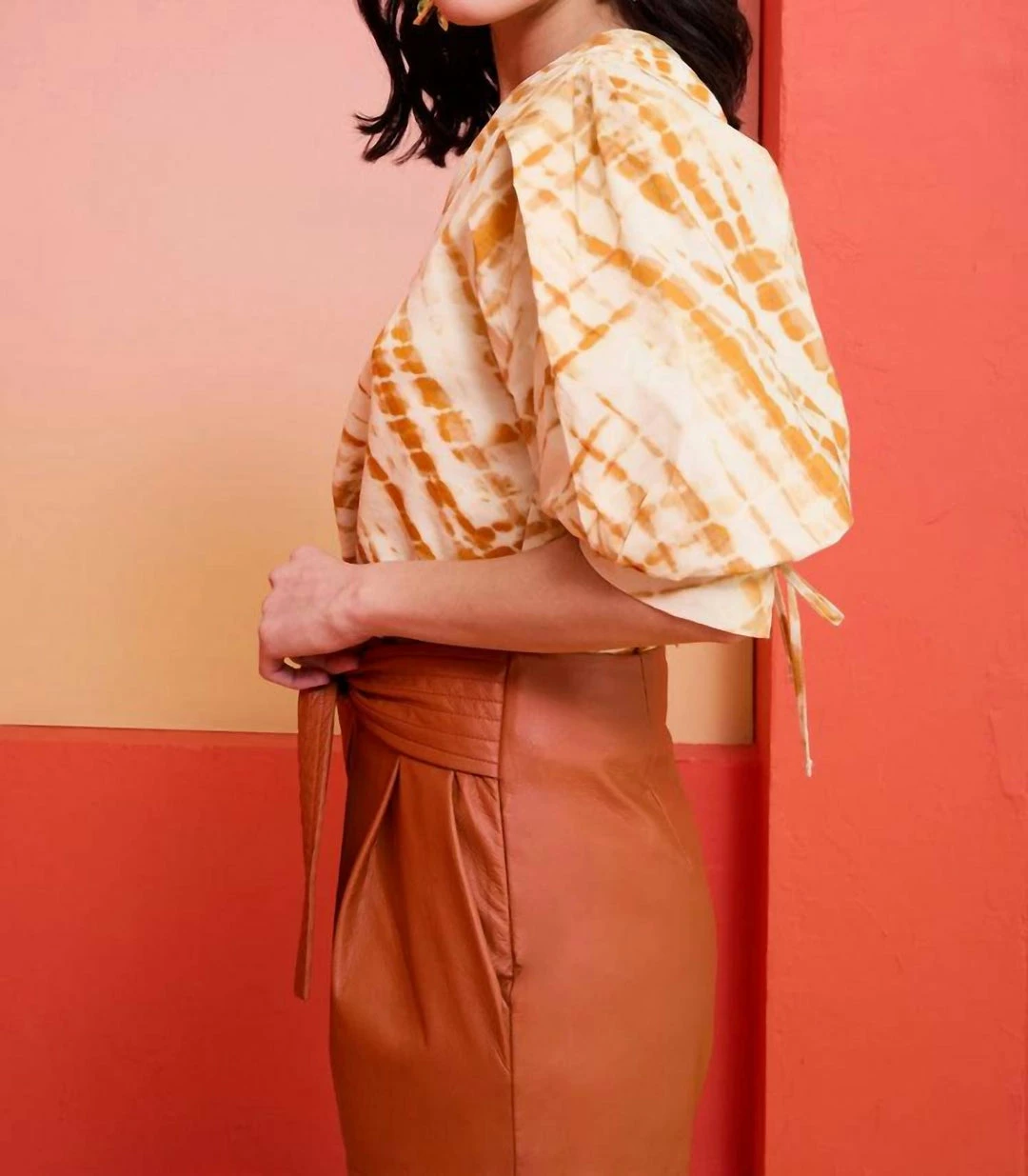 Marie Oliver women Viva Popover Top in Golden Crosshatch - Image 2