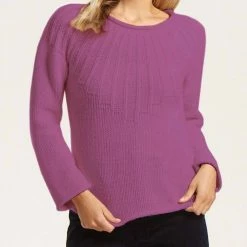 Marie Oliver women Paxton Pleated Roll Neck Sweater in Violet