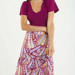 Marie Oliver women Park Pleat Sleeve Blouse in Magenta