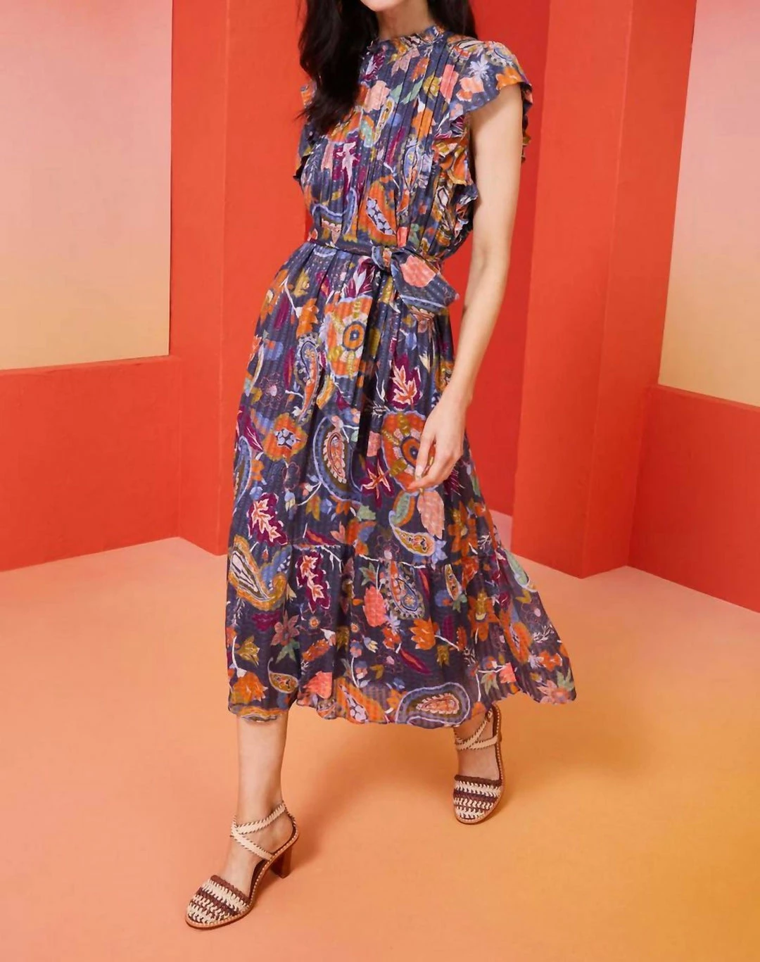 Marie Oliver women Scarlet Dress in Indigo Tapestry