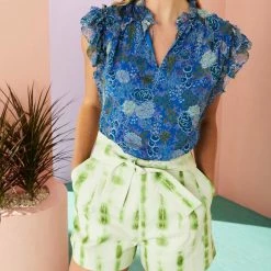 Marie Oliver women Tate Top in Periwinkle Peonies