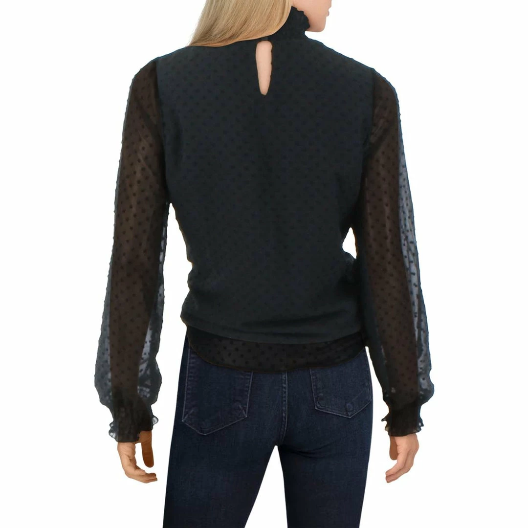Lea + Viola Womens Smocked Mock Neck Blouse - Image 2