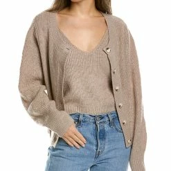 women Lea & Viola 2pc Wool & Cashmere-Blend Tank & Cardigan Set