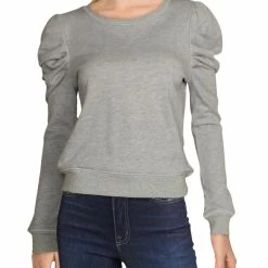 Lea + Viola Womens Puff Sleeves Cozy Sweatshirt