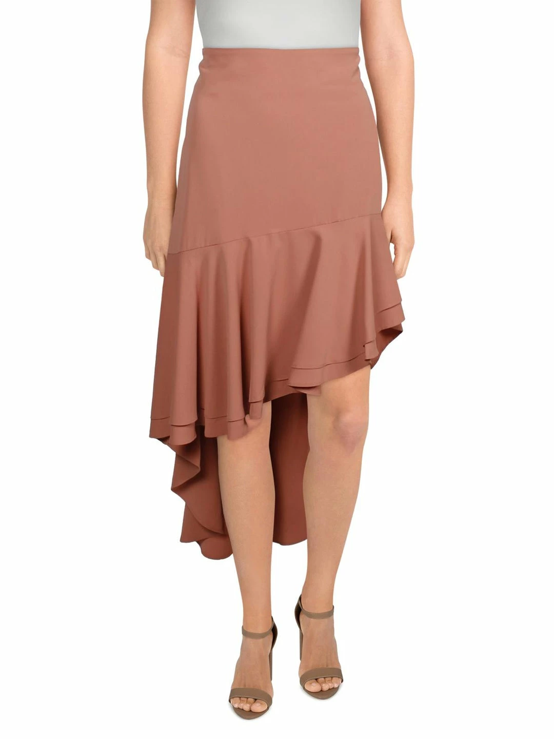 Lea + Viola Womens Ruffled Hi-Low Midi Skirt - Image 3