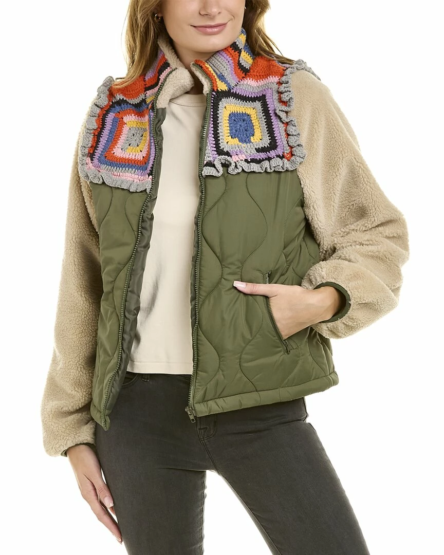 women Lea & Viola Quilted & Crocheted Teddy Jacket