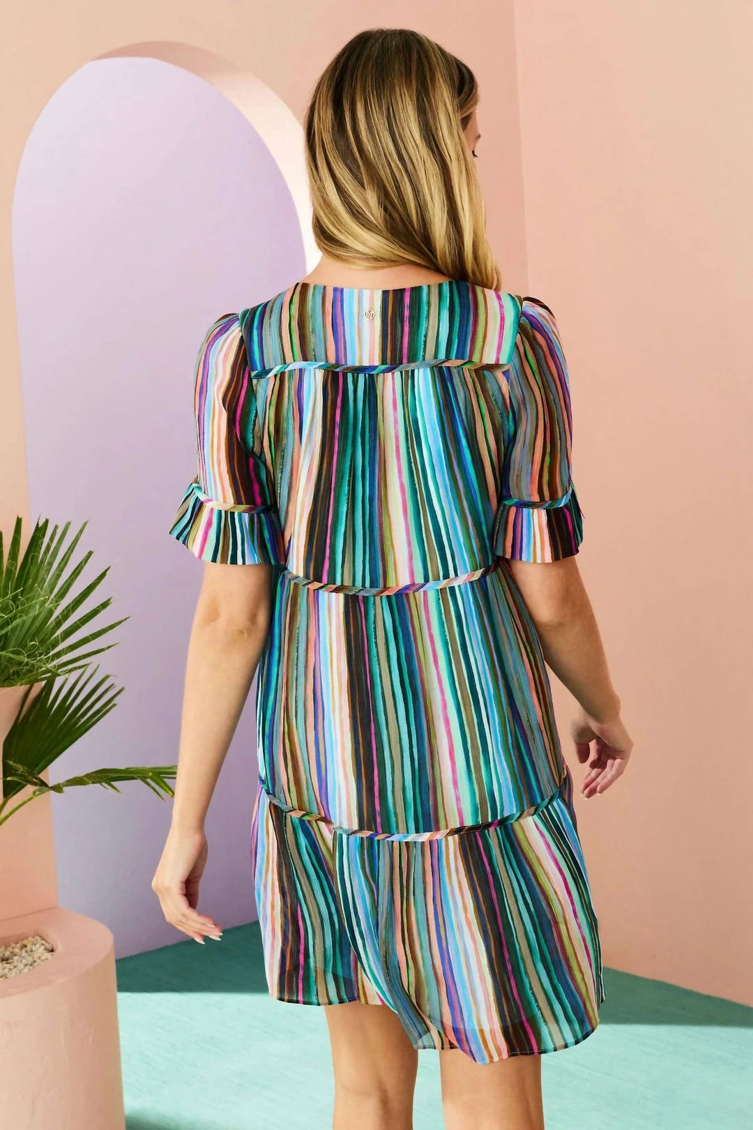 Marie Oliver women Vanessa Dress in Summer Stripe - Image 2