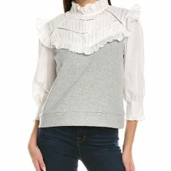 women Lea & Viola Mixed Media Sweatshirt