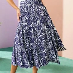 Marie Oliver women Tanya Poplin Midi Wrap Skirt in Iris Coin