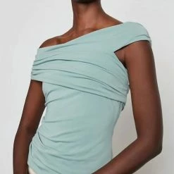 Marie Oliver women Asymmetric Arumi Ruched Top in Basil